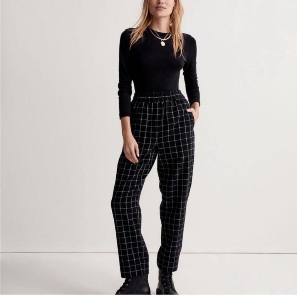 Madewell Huston pull-on tapered trousers in plaid